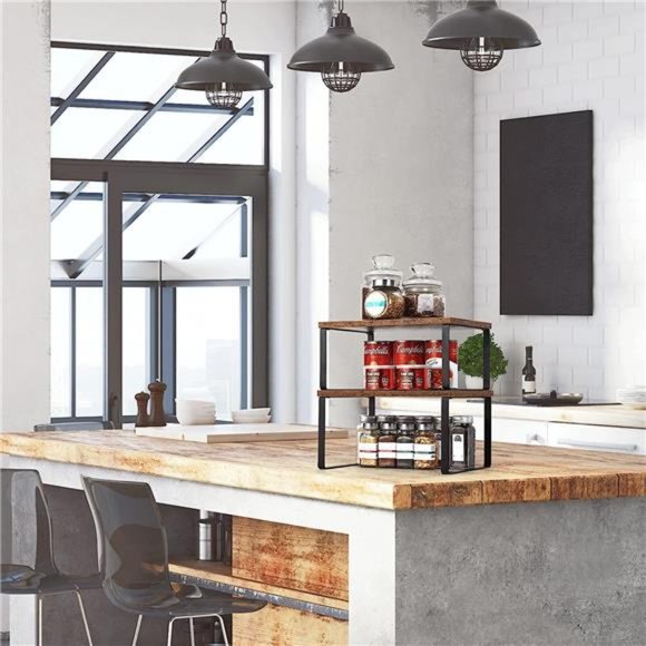 Set of 4Counter Shelves Kitchen Stackable CabinetShelf Wood Organizer Expandable - Picture 3 of 6